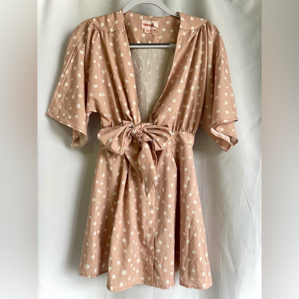 Showpo Pink & white Dot Dress